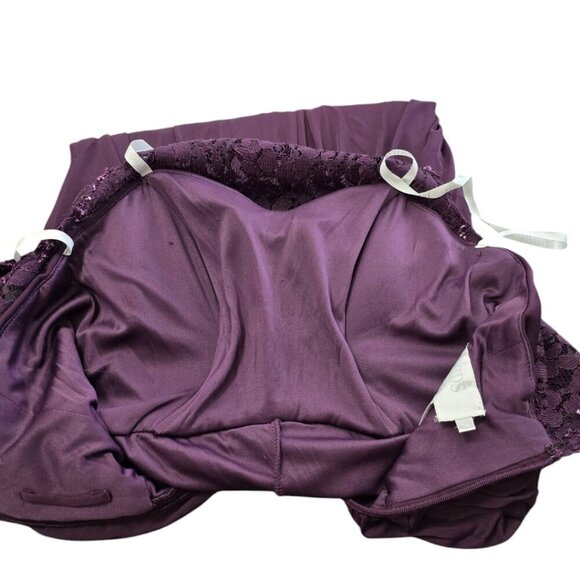 David's Bridal Sleeveless Mesh with Corded Lace Formal Maxi Dress In Plum Sz 8 - Picture 9 of 12